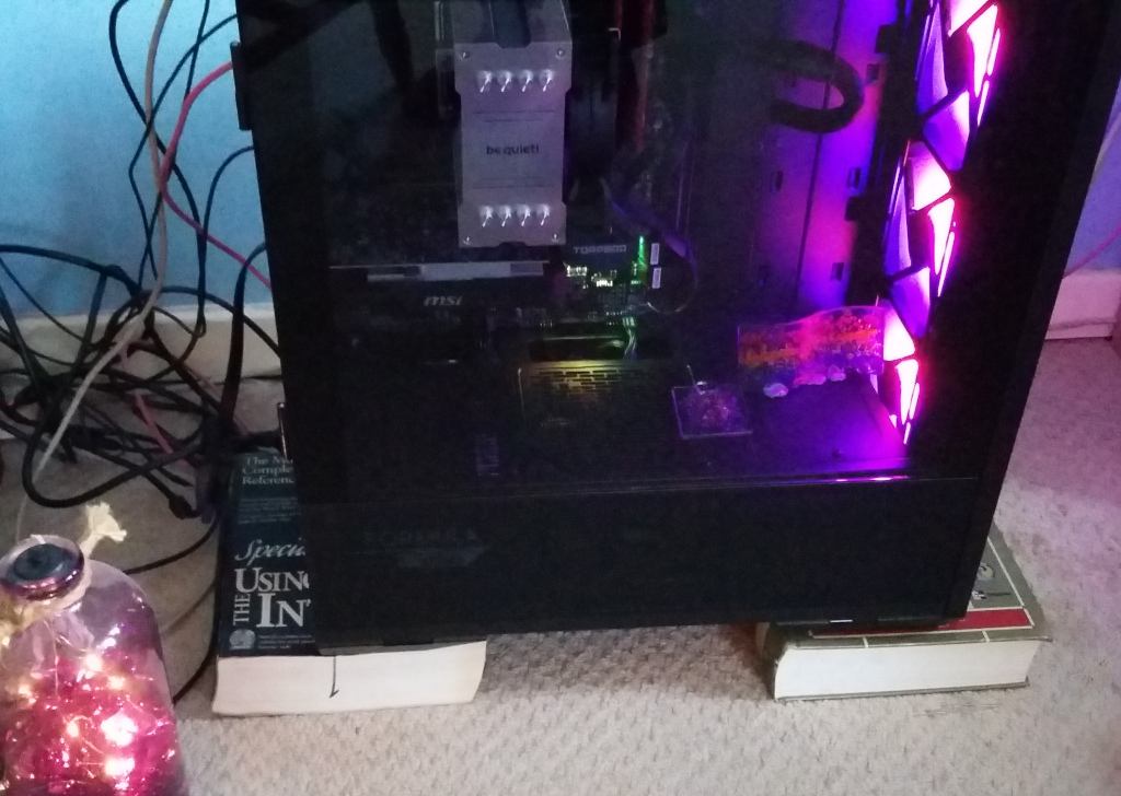 Computer with lights on