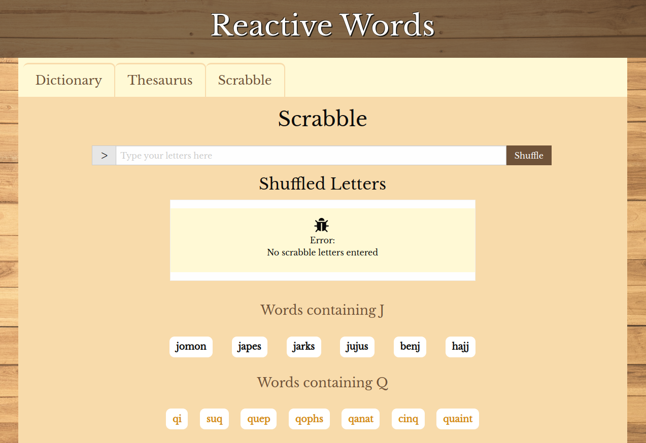 Dictionary and Scrabble